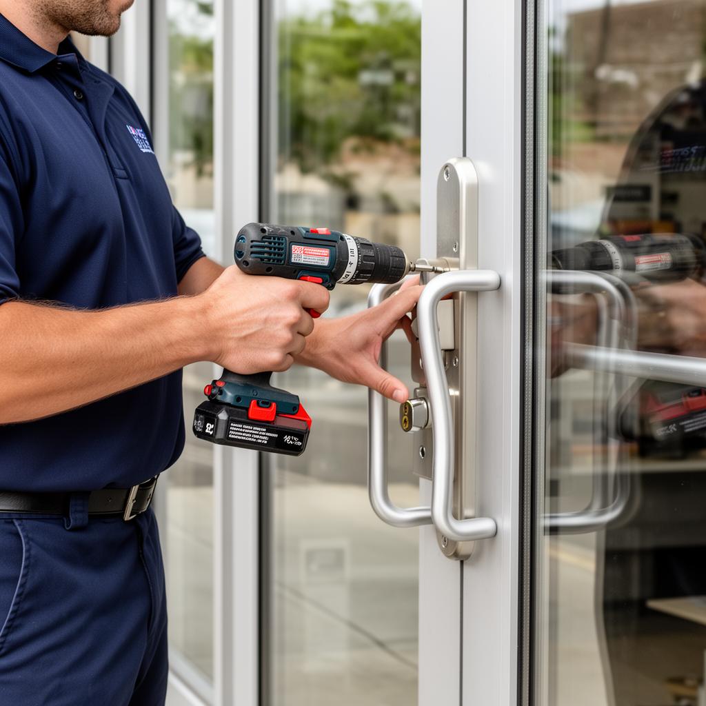 Installing an electronic keypad on a Chicago office door