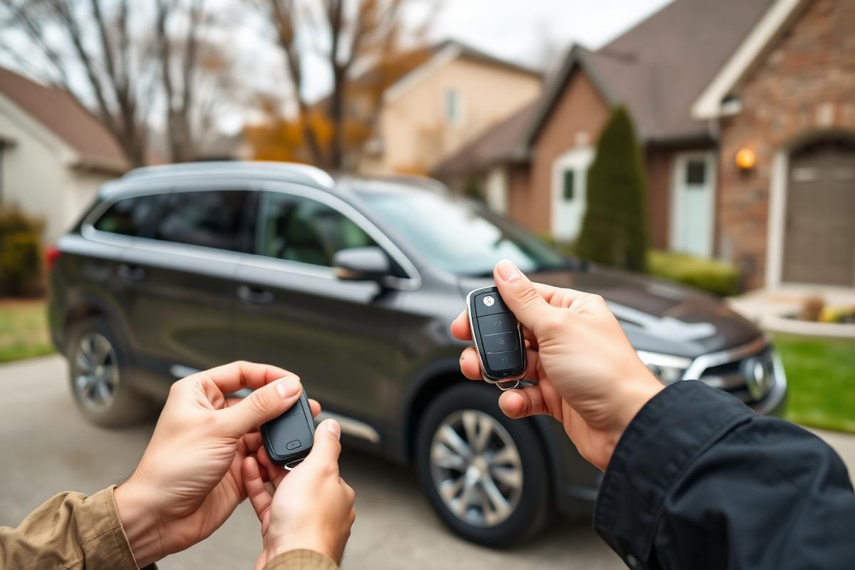 Locksmith programming a car key fob